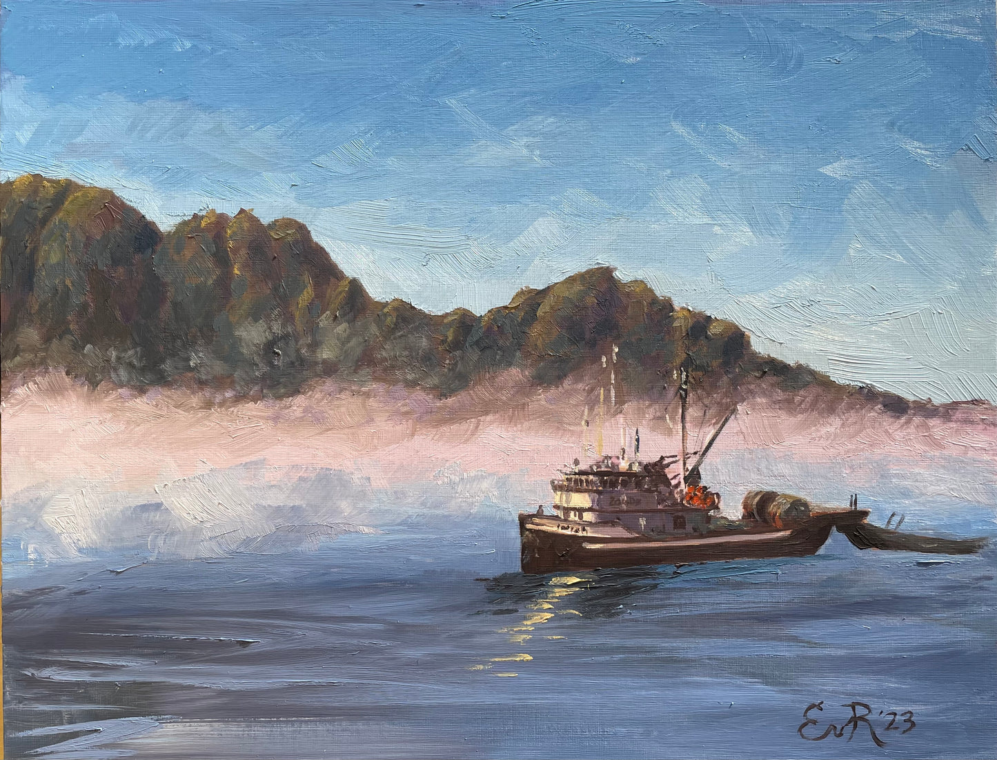 Fishing on a Misty Coast