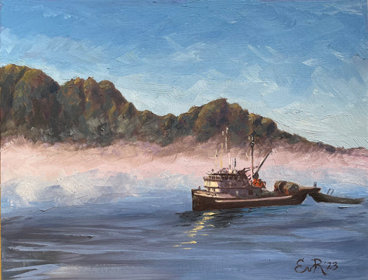 Fishing on a Misty Coast