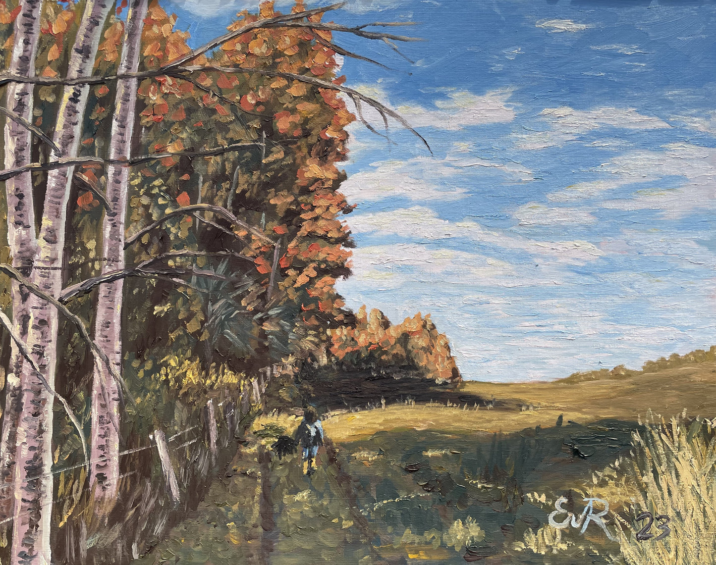 Walking along the fence