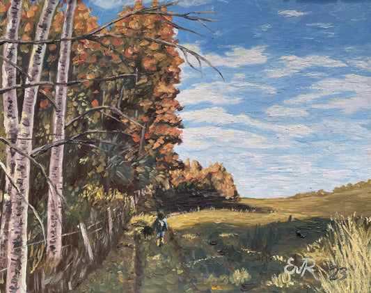 Walking along the fence